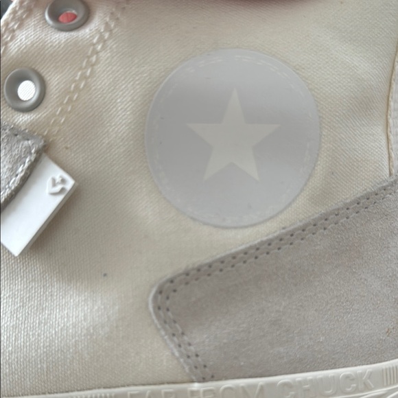 Converse White Cream Canvas High-Top Sneakers - Picture 8 of 9